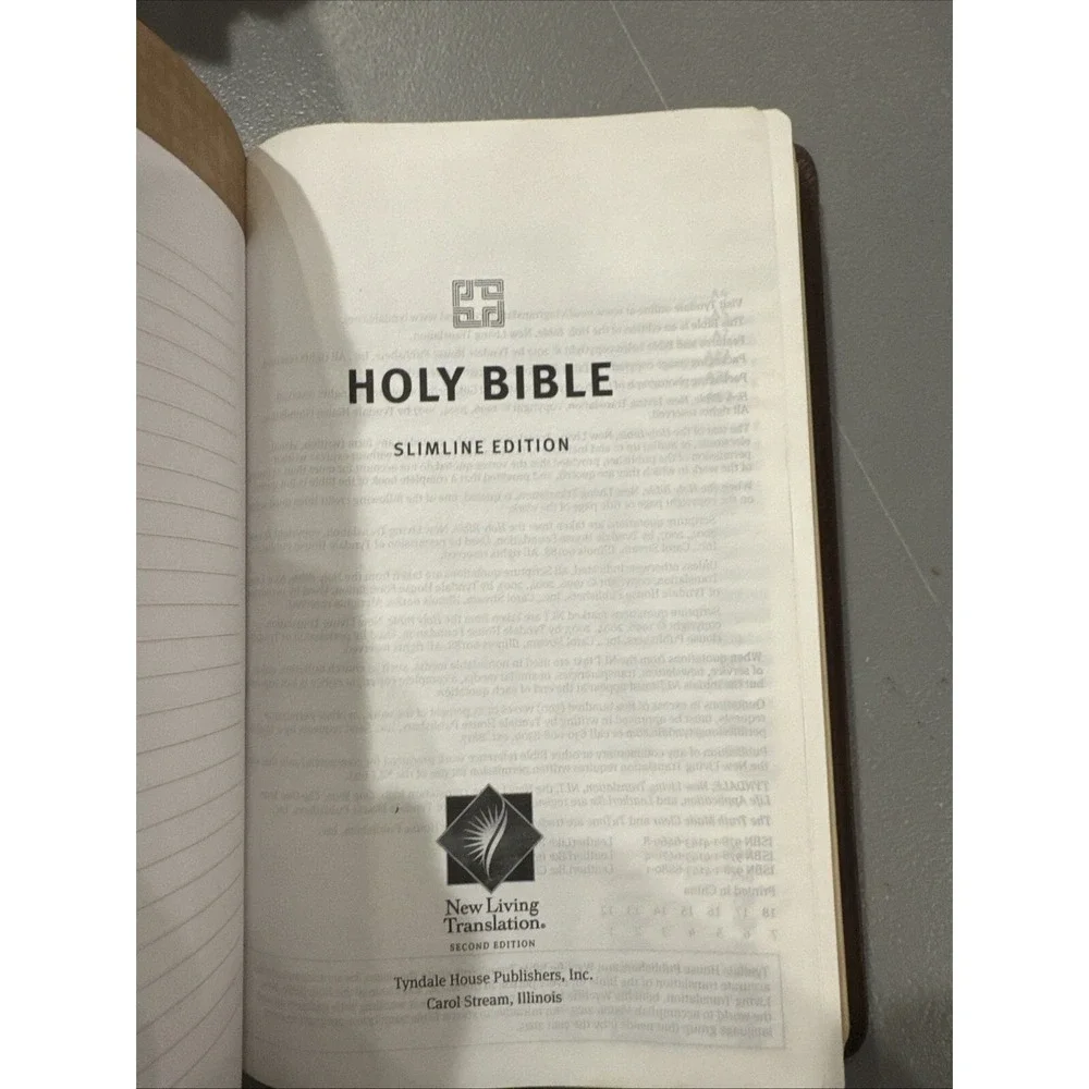 Flexible Binding Holy Bible Slim Line. Tyndall. Dual brown Cover. NLT